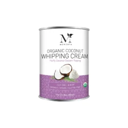 a can of organic vegan coconut whipping cream on an white background