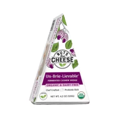 A package of vegan brie from Nuts for Cheese