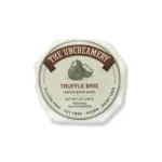 a 5oz package of vegan plant based cashew truffle brie by the uncreamery
