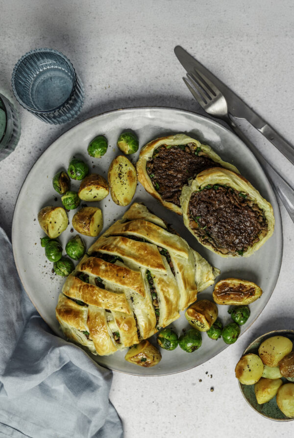Vegan plant-based steak roast Beef Wellington by Offbeast