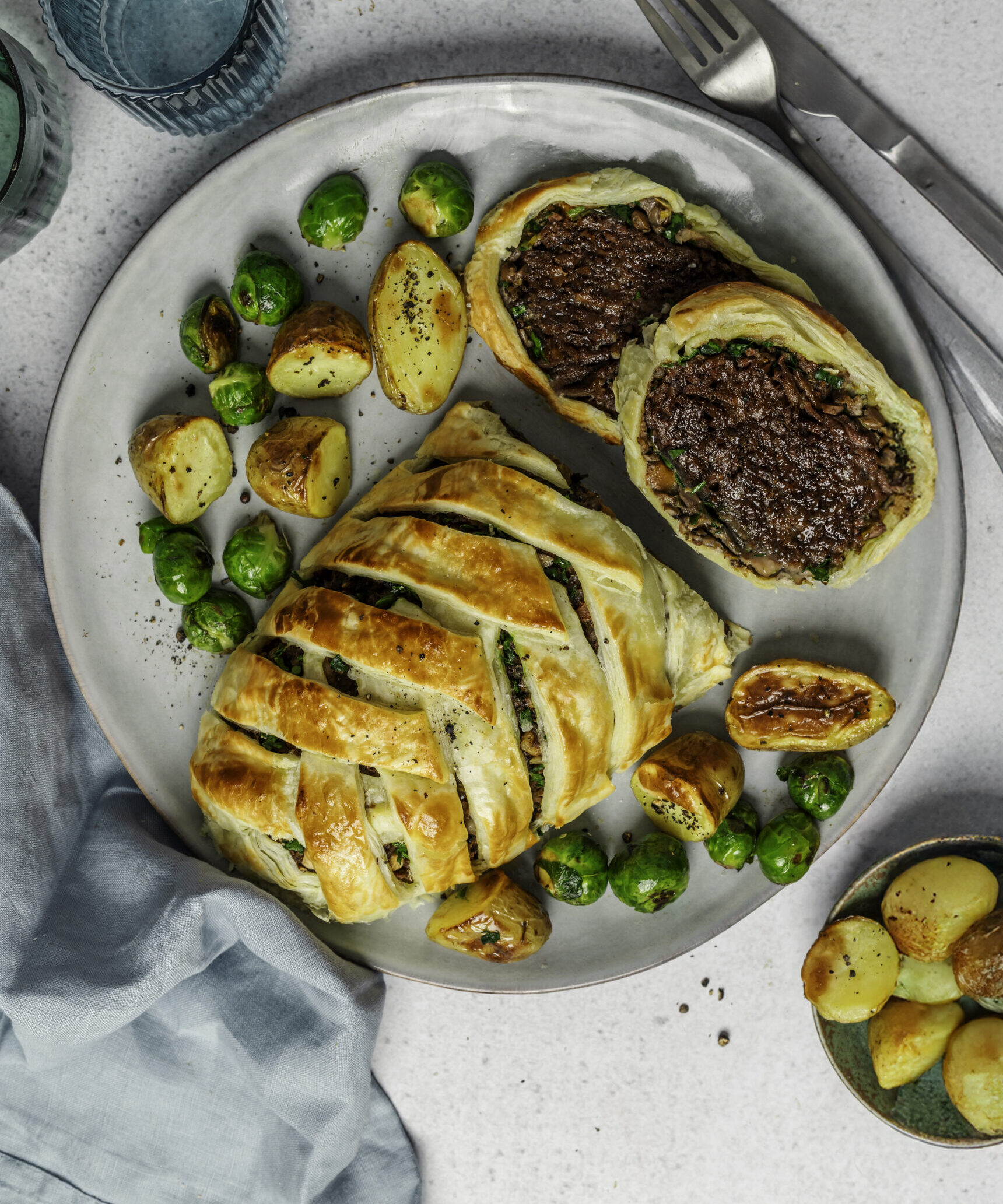 Vegan plant-based steak roast Beef Wellington