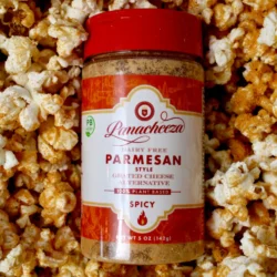 Panacheeza Spicy Vegan Parmesan with Popcorn
