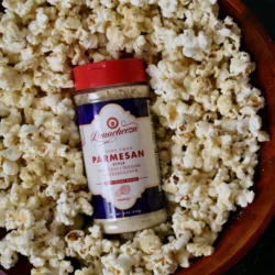 Panacheeza Truffle Vegan Parmesan with popcorn