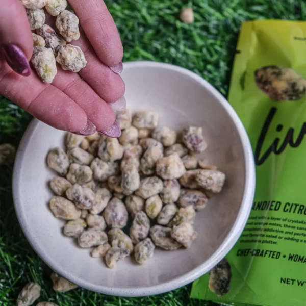 Live Loud Foods Candies Citrus Nuts in bowl