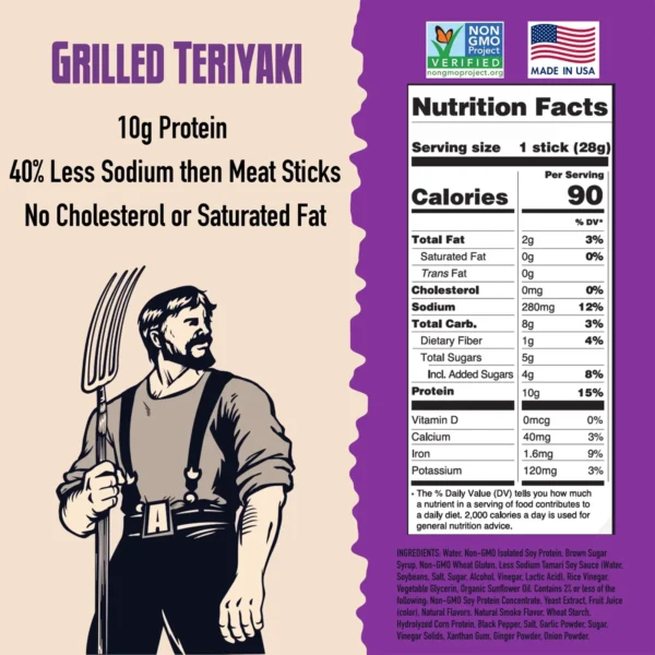 AGRO POWER Jerky- Vegan Jerky Stick - Grilled Teriyaki - Image 3