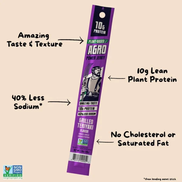 AGRO POWER Jerky- Vegan Jerky Stick - Grilled Teriyaki - Image 2
