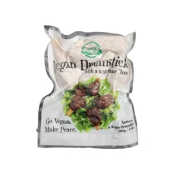 a package of vegan drumsticks on a white background