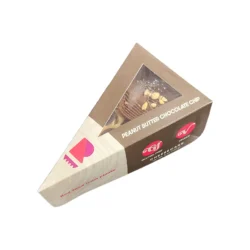 a package of rawdacious peanut butter chocolate chip cheesecake on a white background