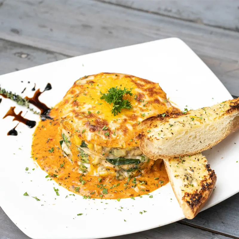 roasted butternut squash lasagna with herb-garlic cheese