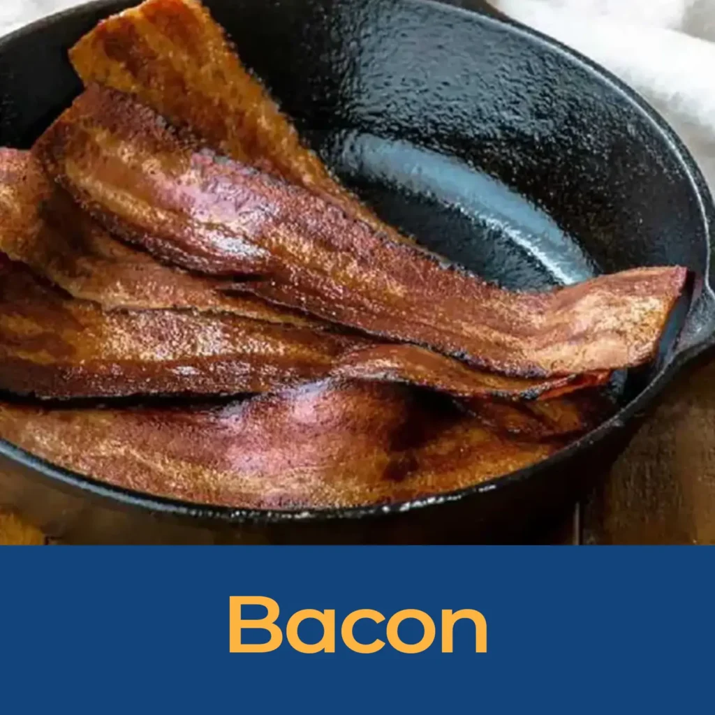 Vegan bacon in a cast iron pan