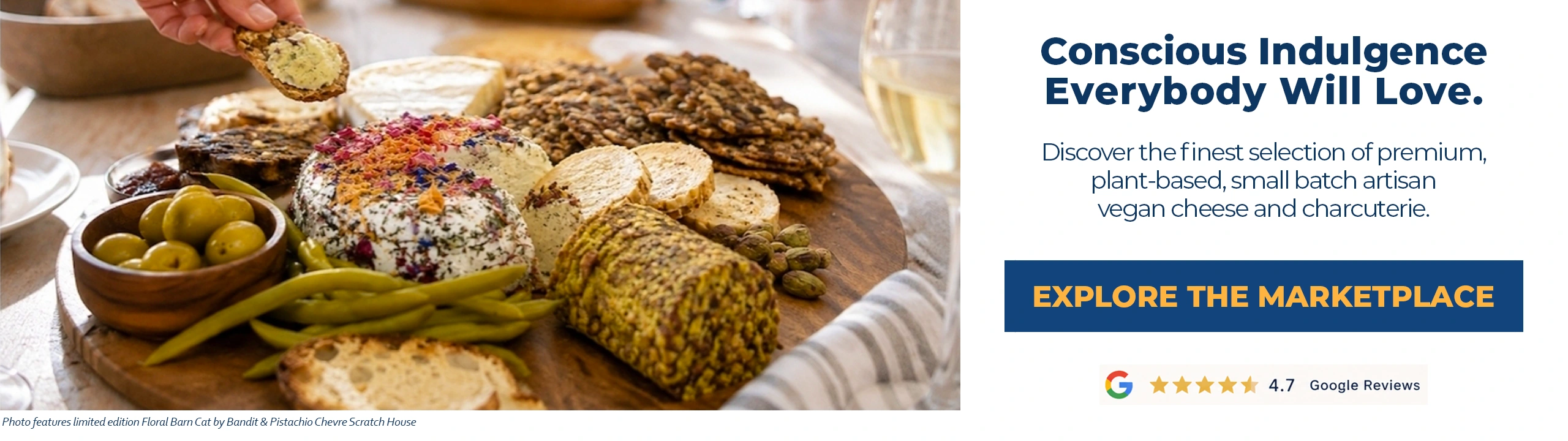 Homepage hero image of vegan cheese board