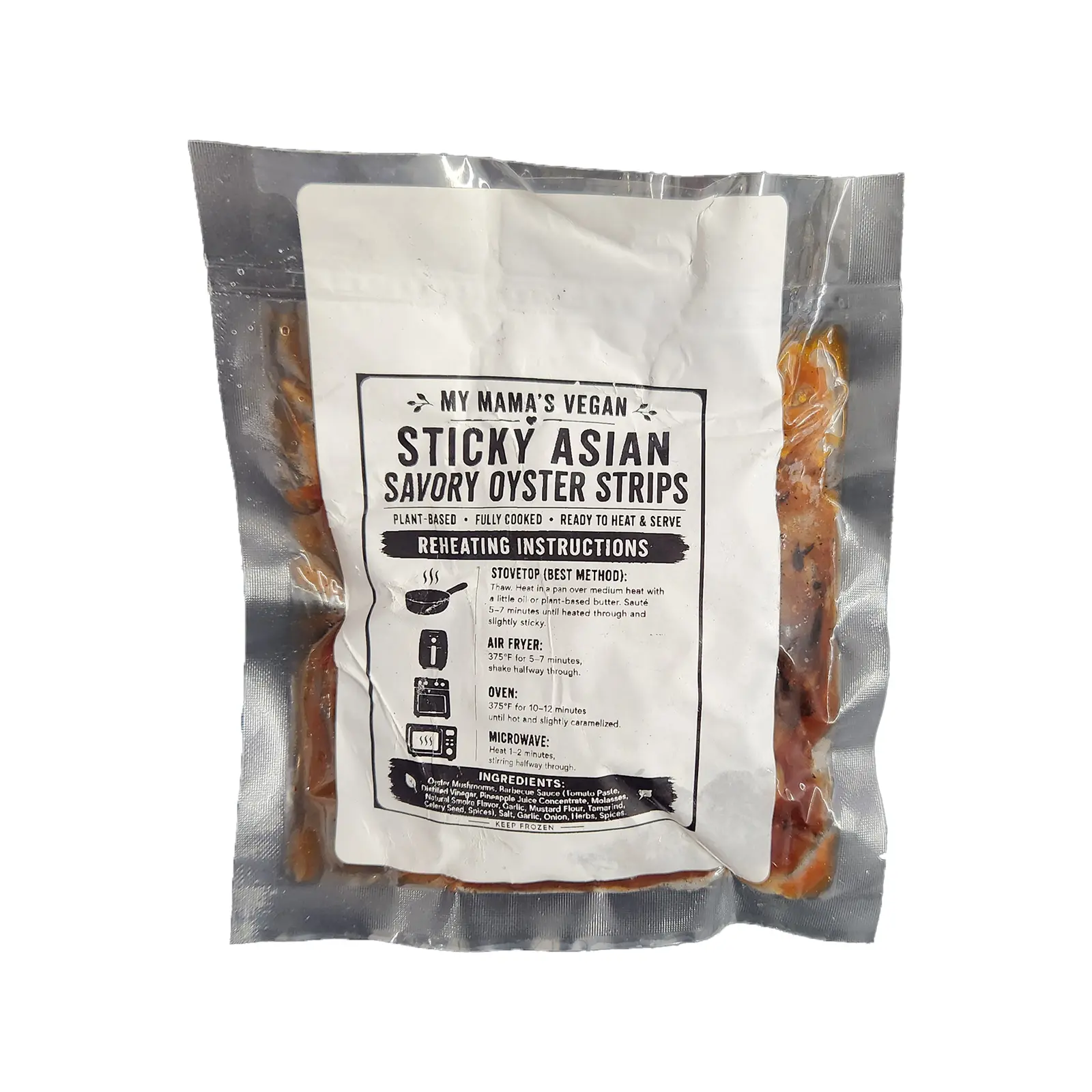 A package of My Mama's Vegan Sticky Asian Oyster Strips