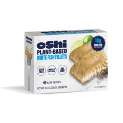 a package of oshi plant-based whitefish fillets